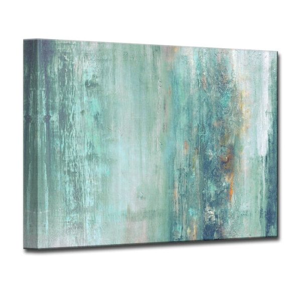 Turquoise Blue Brown Gray White  Abstract Spa  - Wrapped Canvas Graphic Art Print #9574 Online Hot Sale - Image 2