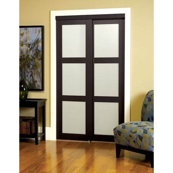 Erias 48  x 80.5  Espresso Glass Sliding Closet Doors (1067) For Discount