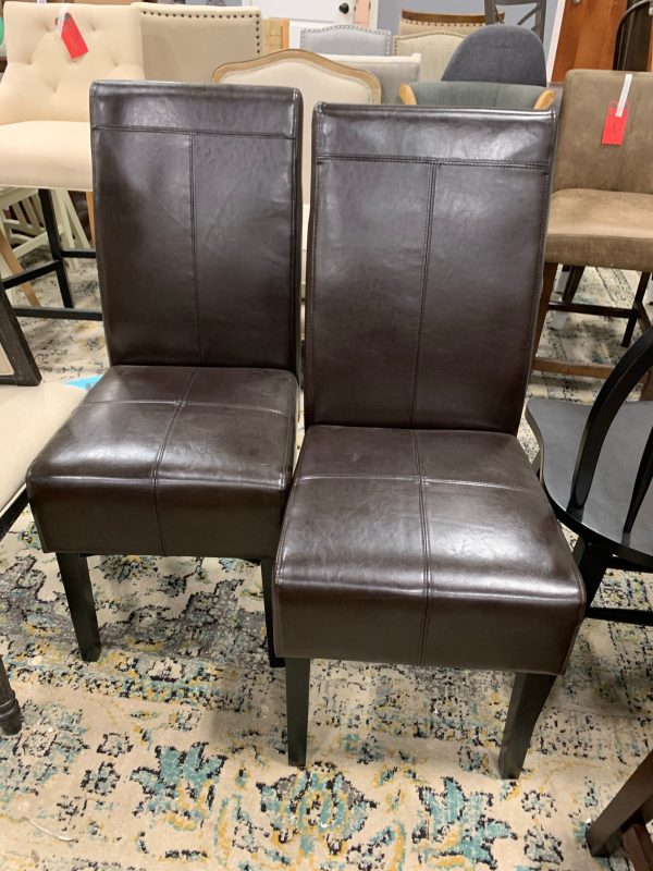 T-Stitch Upholstered Side Chair set of 2! For Sale