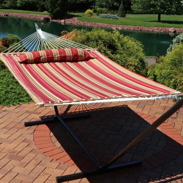 Red Stripe Antoine Double Spreader Bar Hammock #9449 Sale