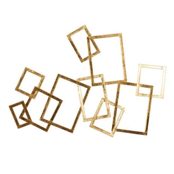 Abstract Rectangular Gold Metal Wall Decor Hot on Sale