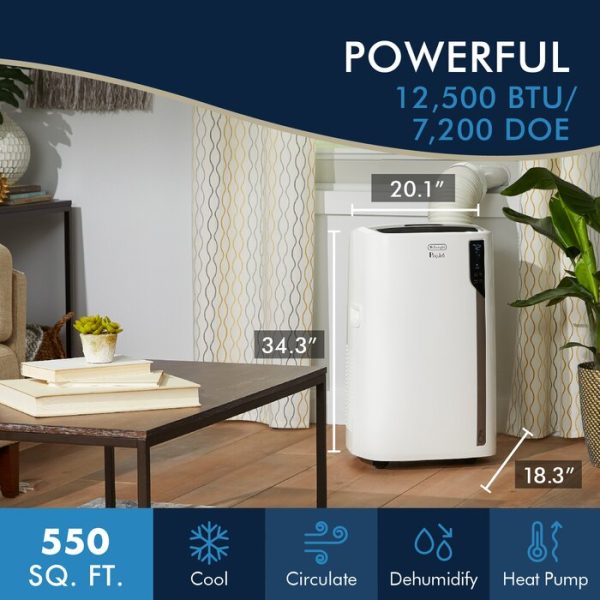 BTU Wi-Fi Connected Portable Air Conditioner for 550 Square Feet Sq. Ft. with Heater and Remote Included Sale - Image 3